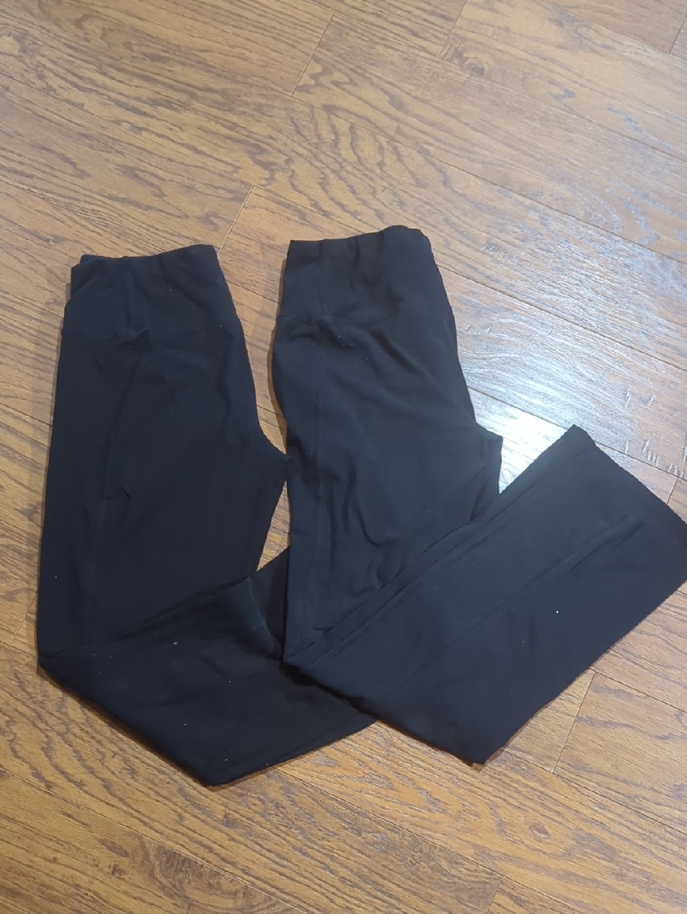 Energy Zone Black Stretch Cotton Leggings with Pocket, Set Of 2, Size Large